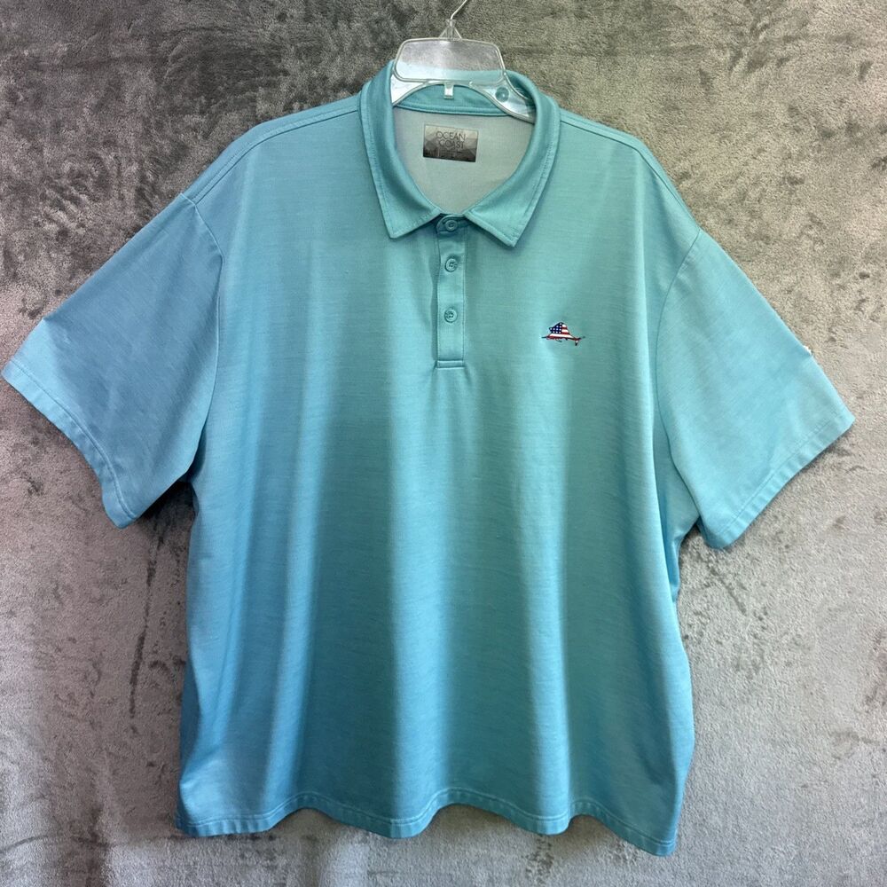 Ocean Coast 3XL. Big and Tall Aqua with a flag fish logo.